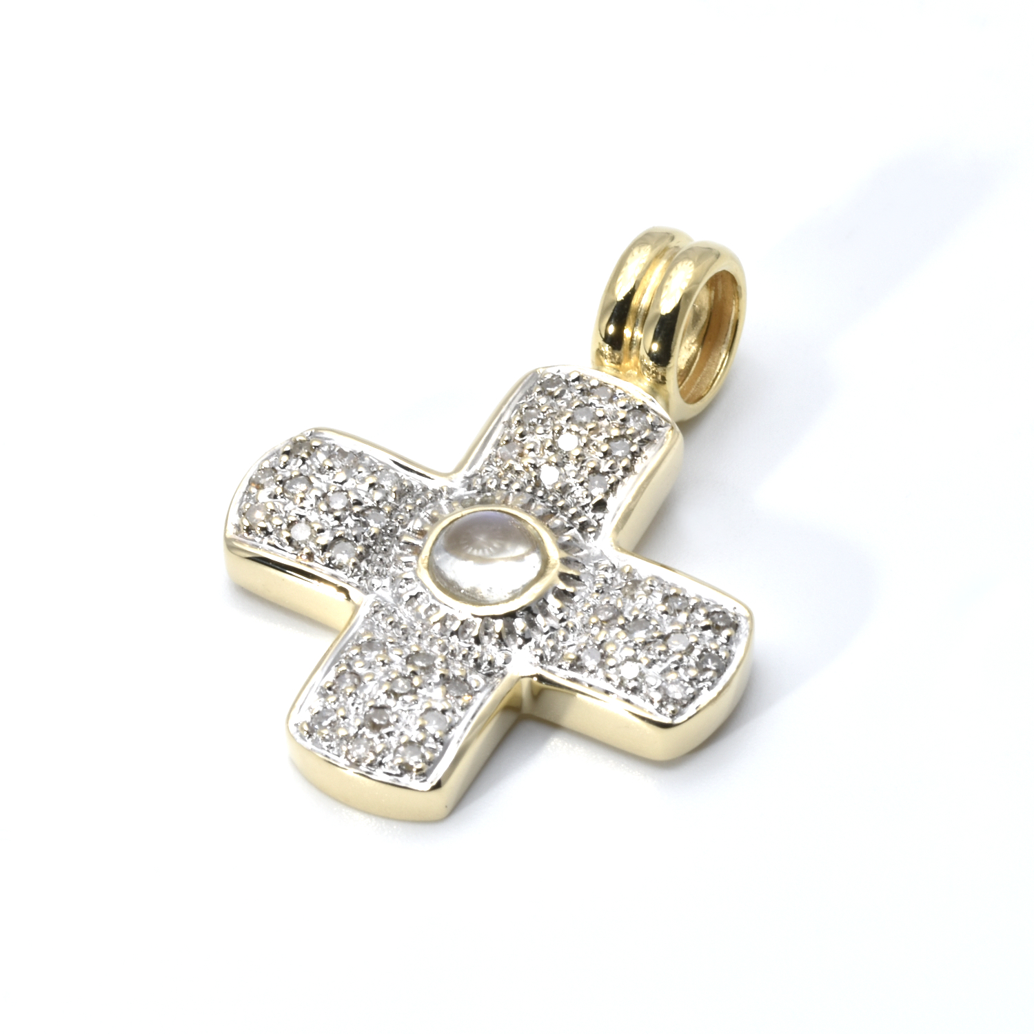 Anhänger Kreuz mit Brillanten und Mondstein