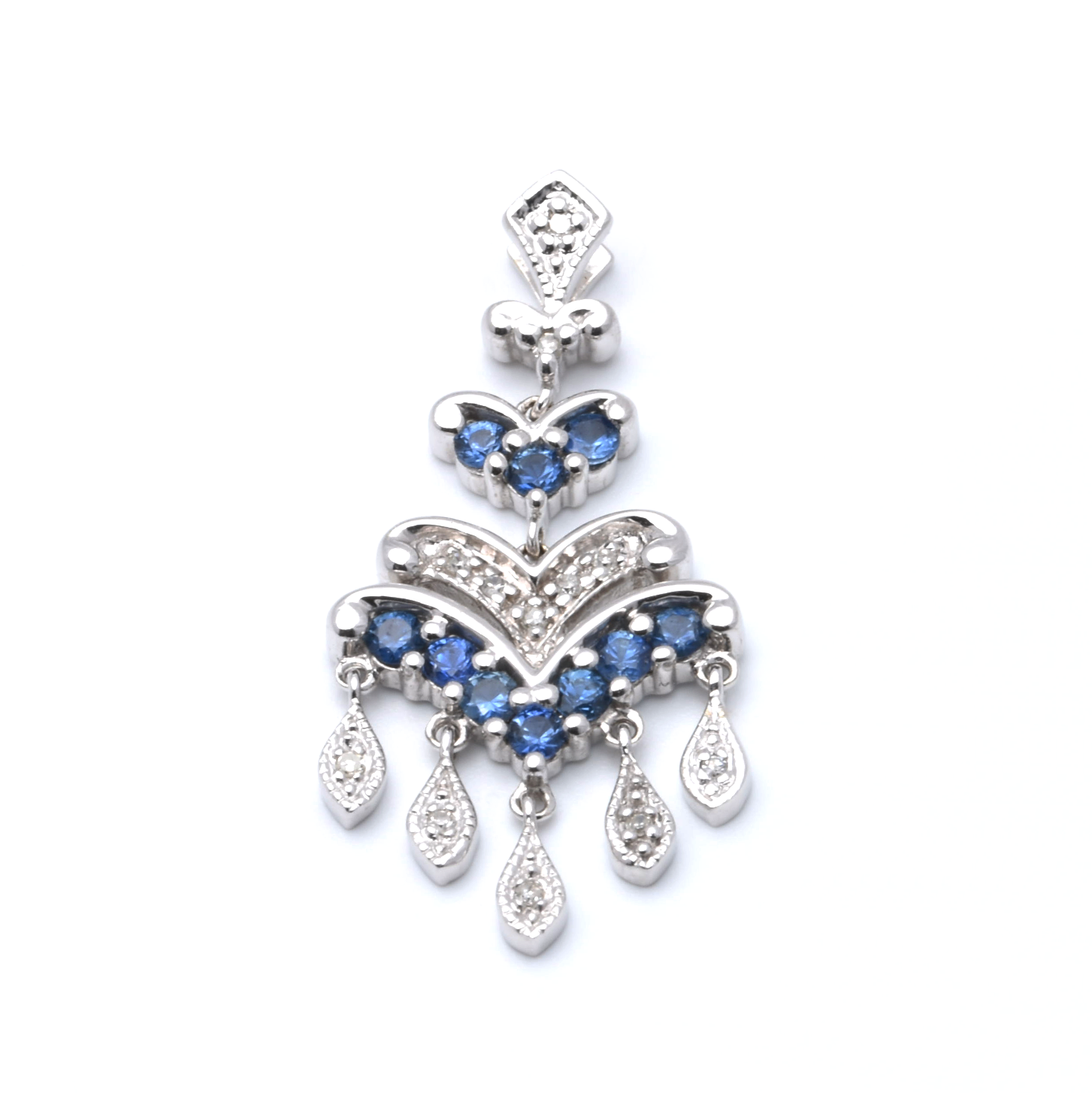 Anhänger | 585/000 Weißgold | Diamanten | Spinell