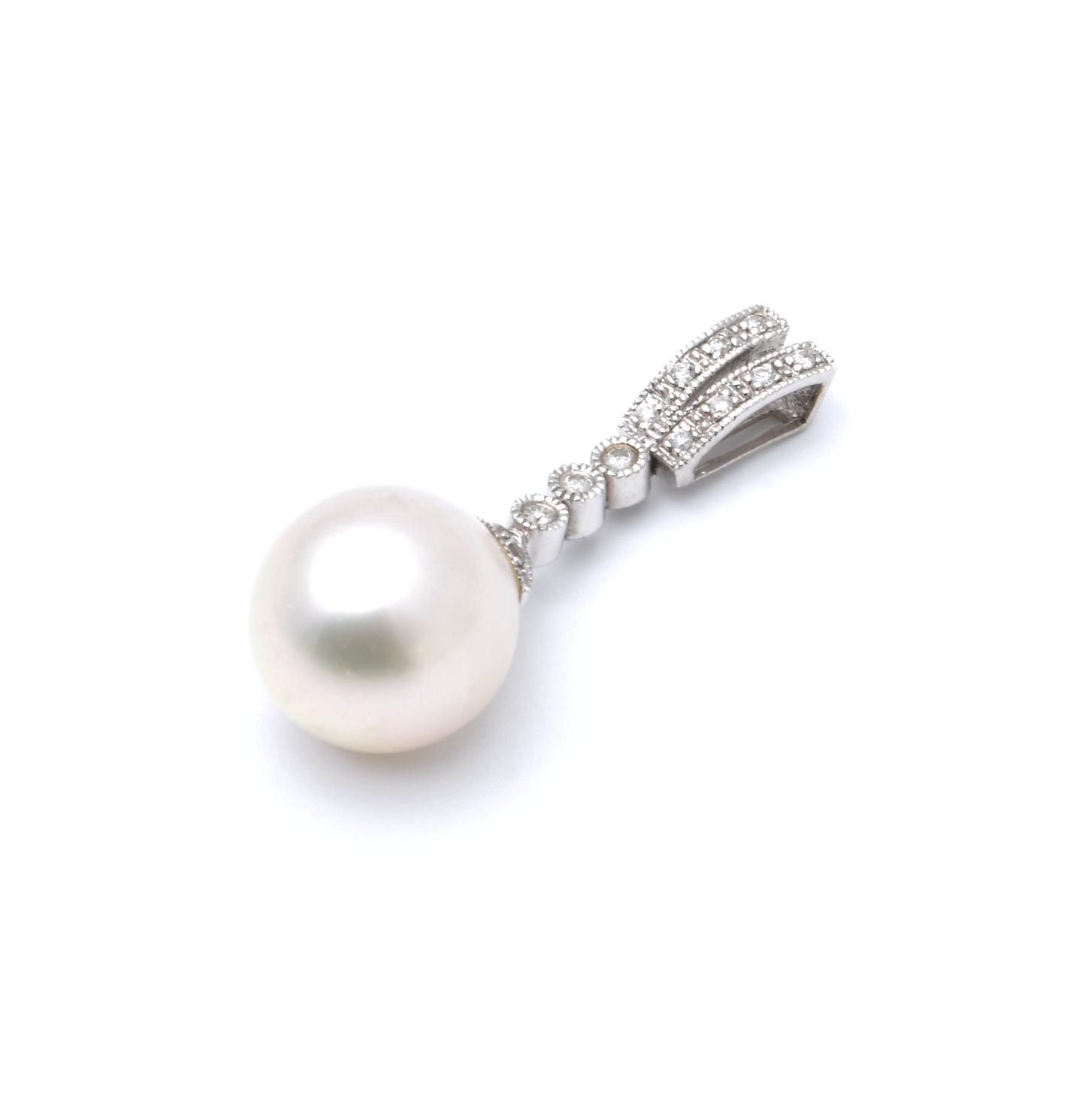 Anhänger | 585/000 Weißgold | Perle | Diamanten