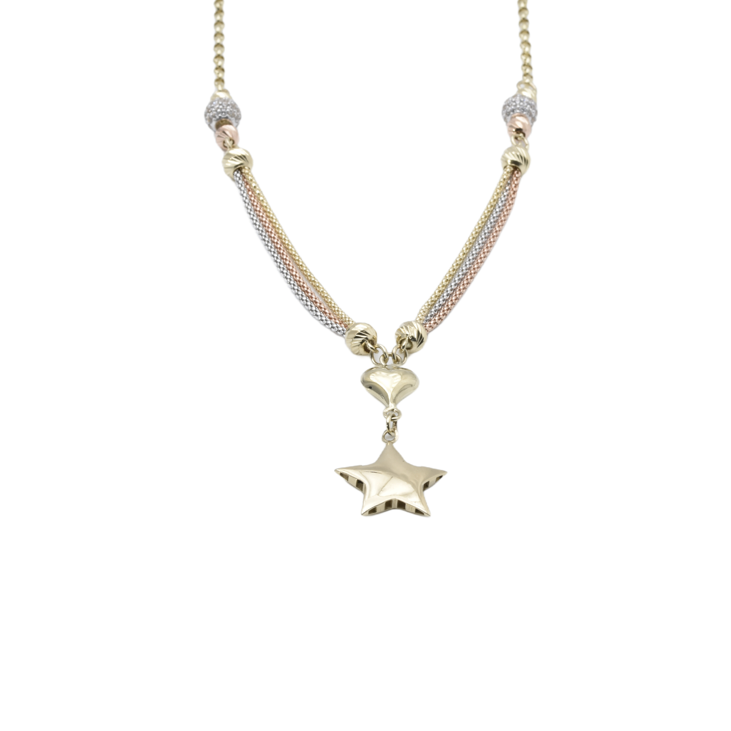 Collier mit Sternenanhänger | 585/000 Tricolor