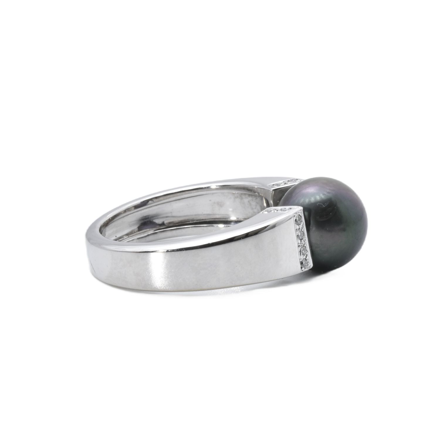 Spannring mit Brillanten und Perle