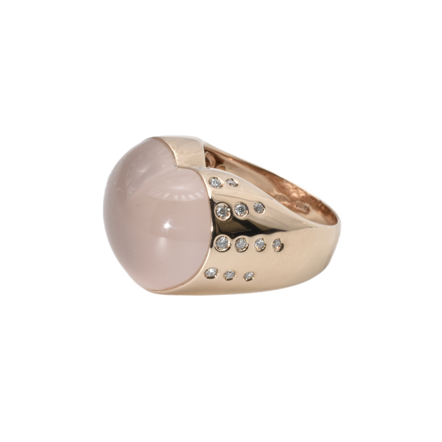 Ring mit Brillanten und Rosenquarz-Herz