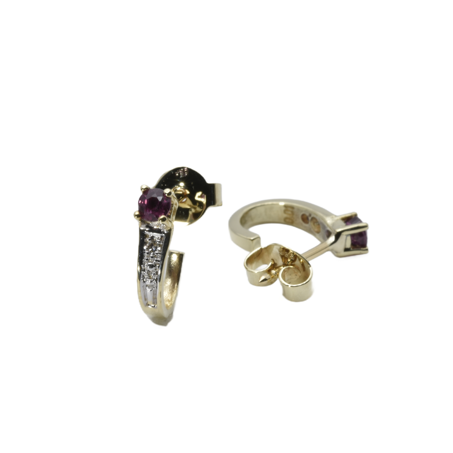 Ohrstecker mit Diamanten und Rhodolite