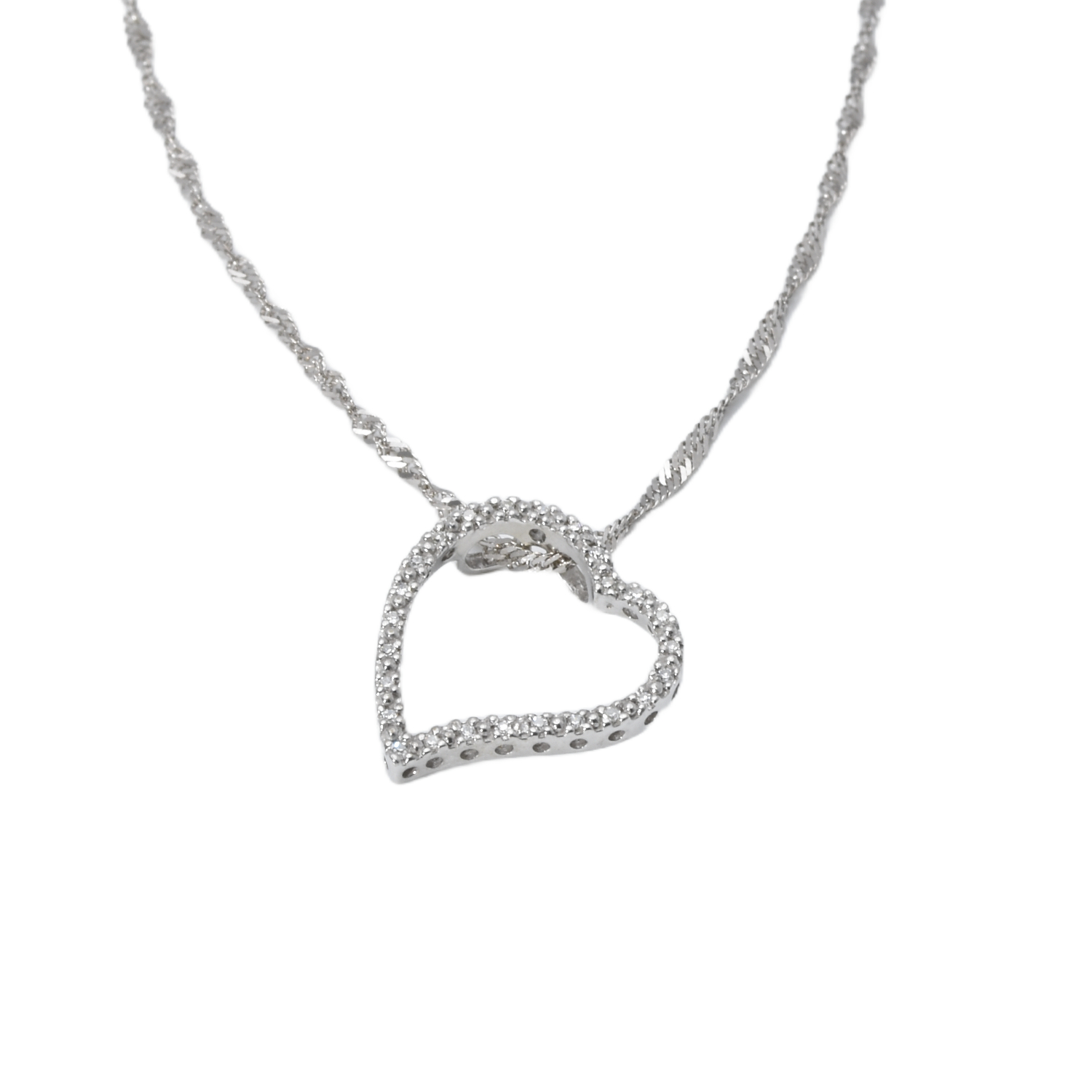 Kette mit Herzanhänger und Diamanten