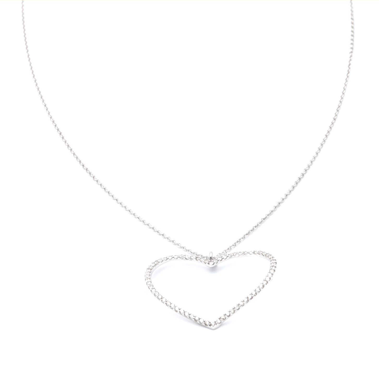 Kette mit Anhänger | 750/000 Weißgold | Brillanten | Herz