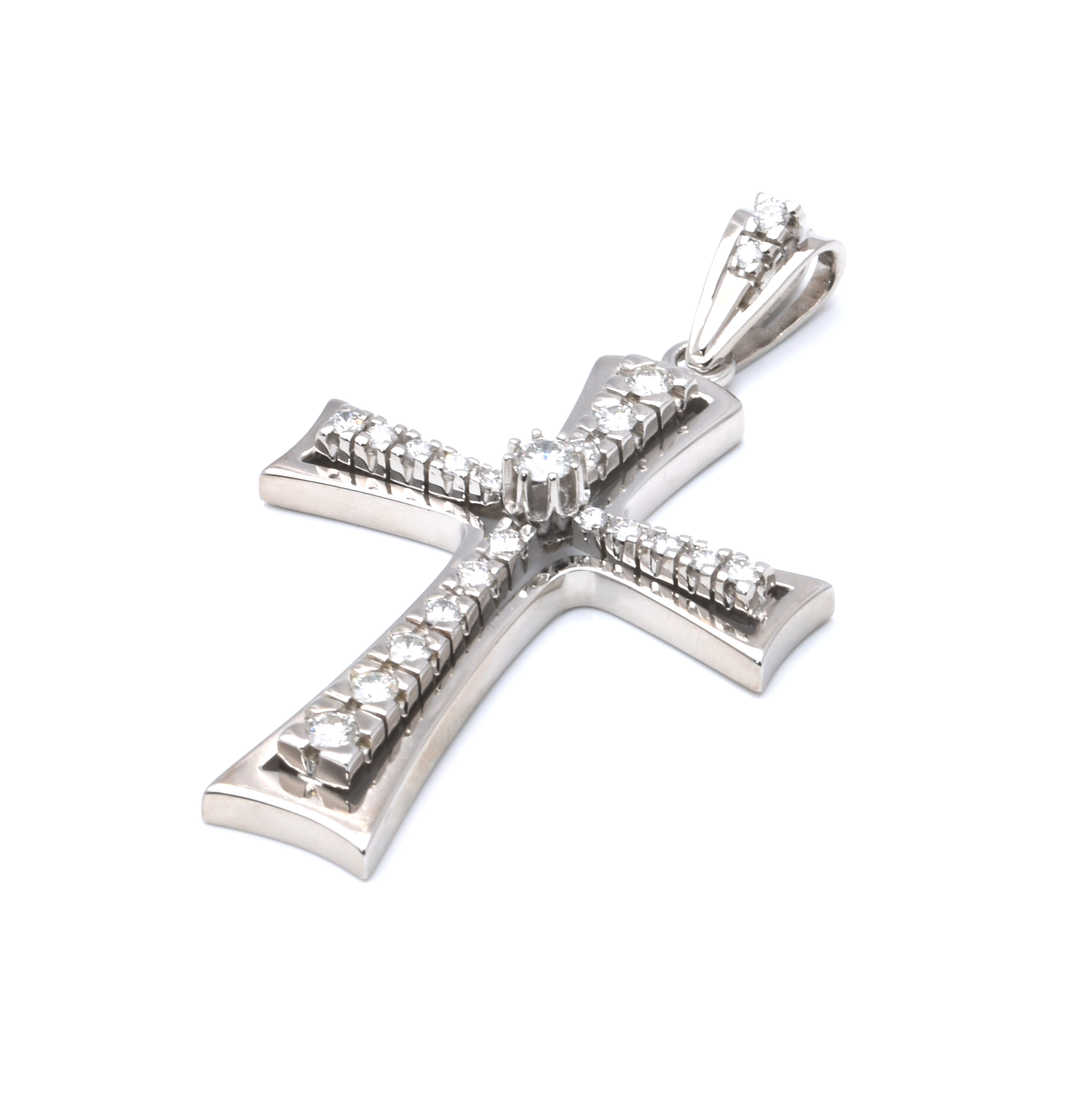 Anhänger | 585/000 Weißgold | Kreuz | Brillanten