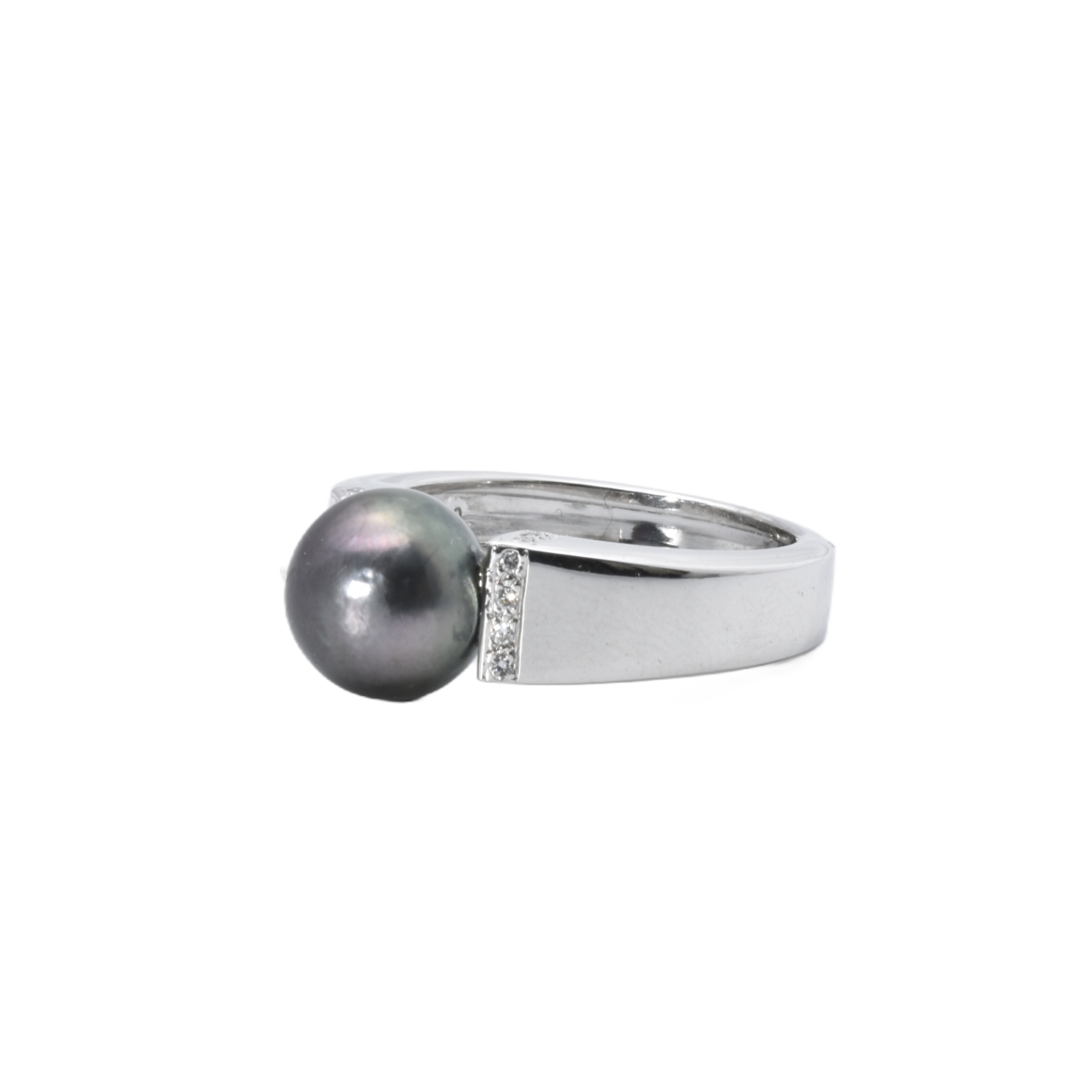 Spannring mit Brillanten und Perle