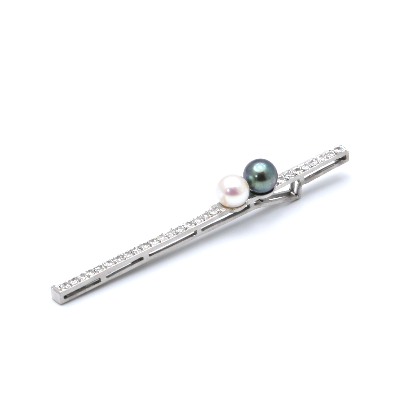 Anhänger | 585/000 Weißgold | Süßwasserperlen | Diamanten