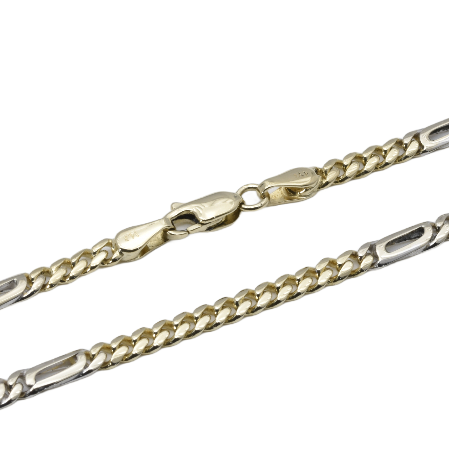 Gelbgold Kette mit Weißgold-Elementen