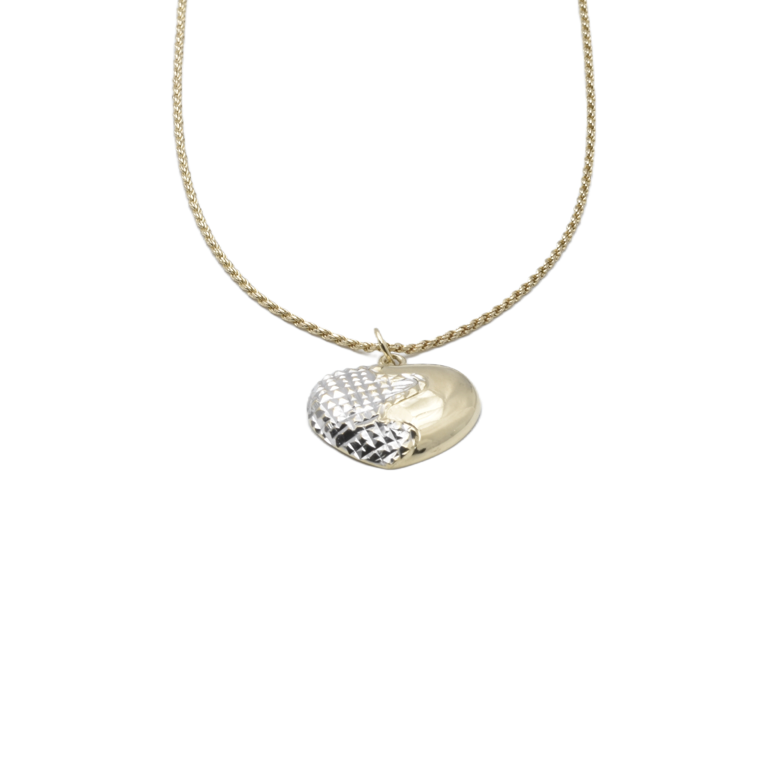 Kette mit Herzanhänger | 585/000 Gelbgold & Weißgold