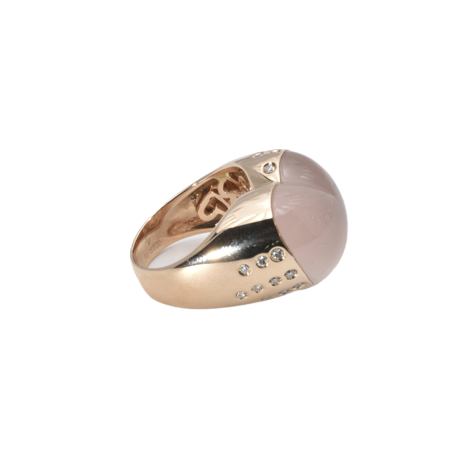 Ring mit Brillanten und Rosenquarz-Herz
