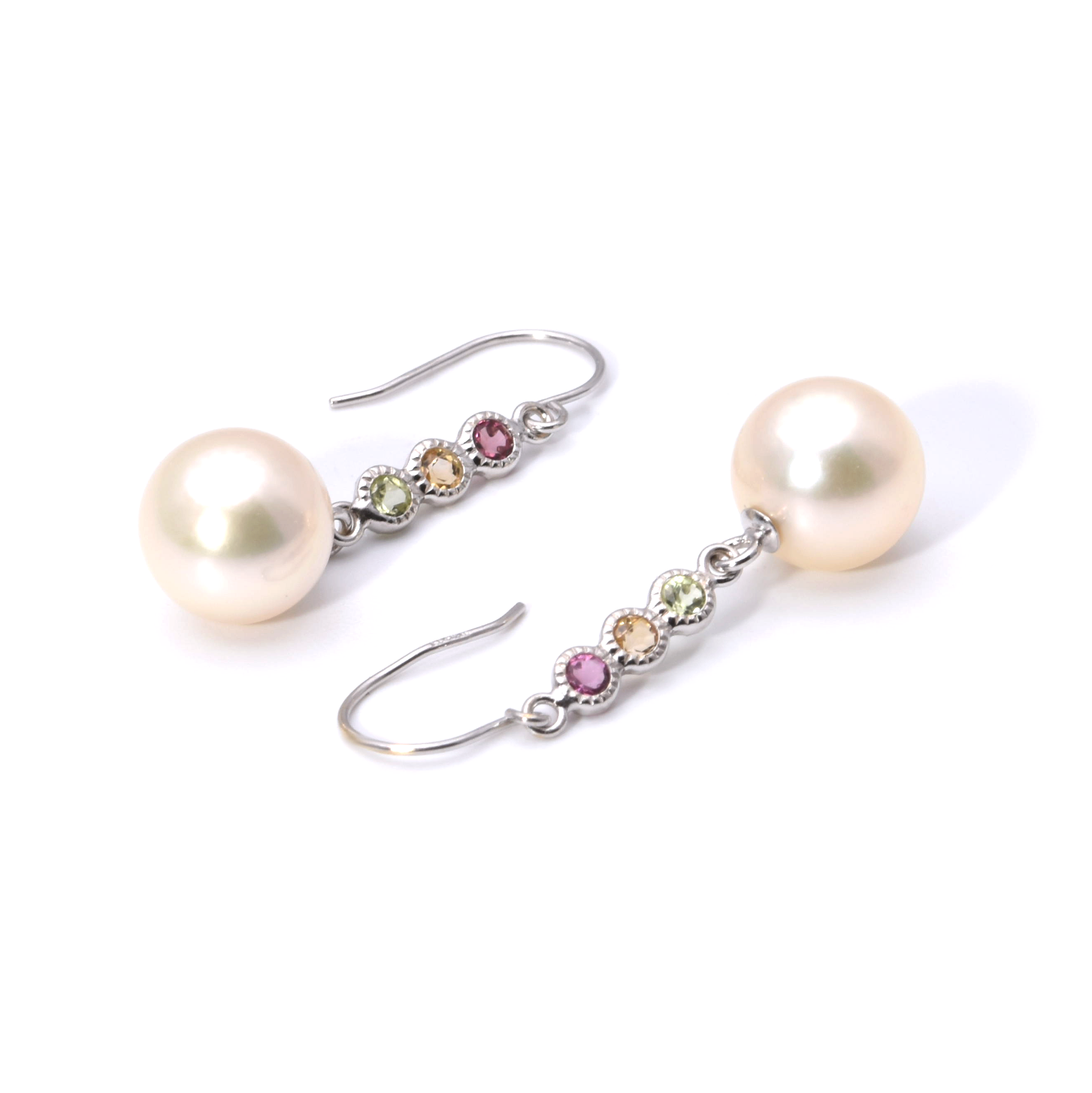 Ohrhänger mit Perle und bunten Zirkonia