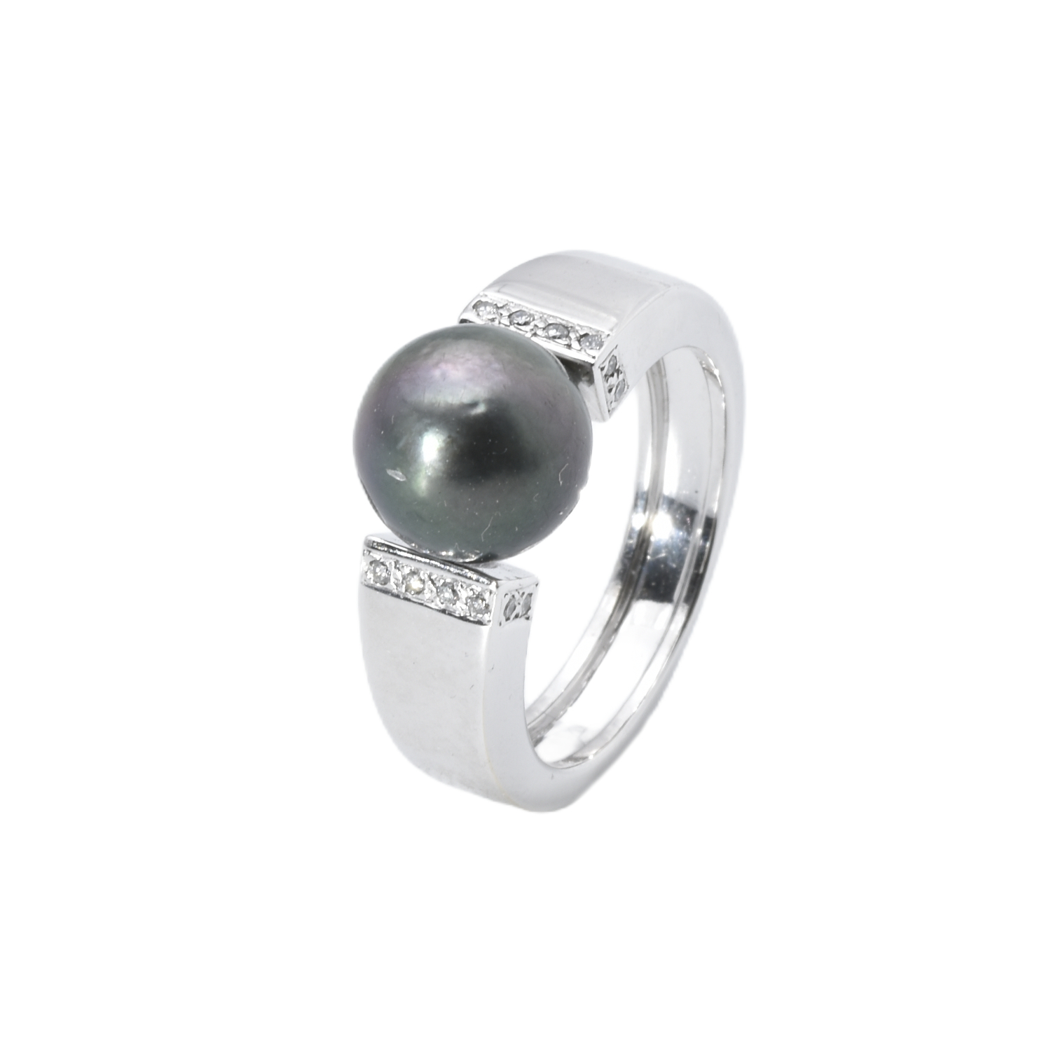 Spannring mit Brillanten und Perle