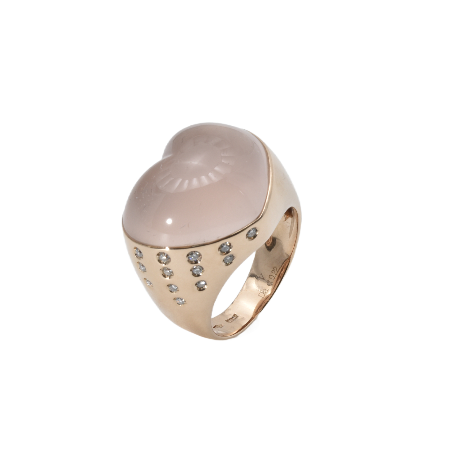 Ring mit Brillanten und Rosenquarz-Herz