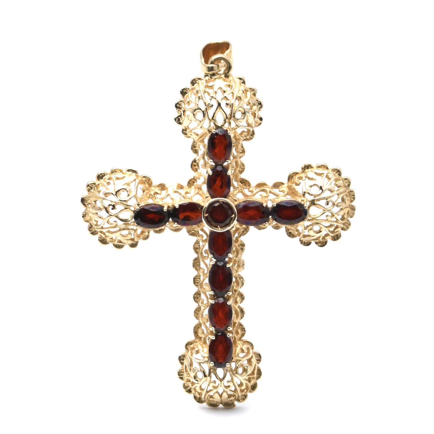 Anhänger | 585/000 Gelbgold | Kreuz | Granat