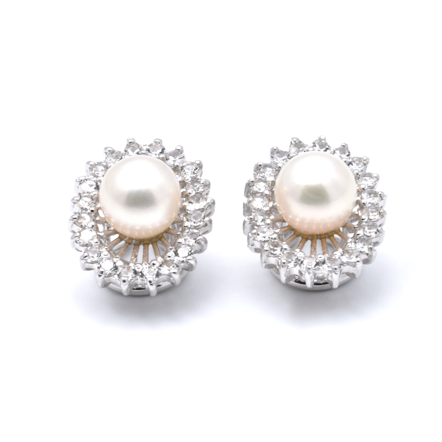 Ohrclips | 750/000 Weißgold | Perle | Zirkonia
