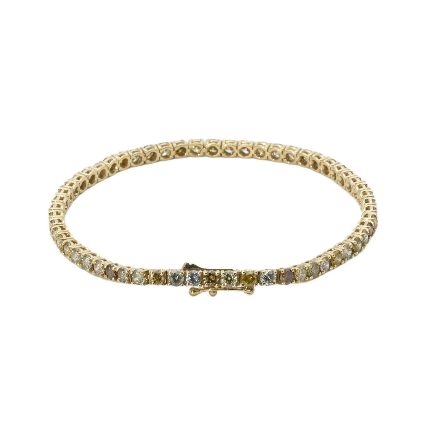 Tennisarmband mit farbigen Brillanten