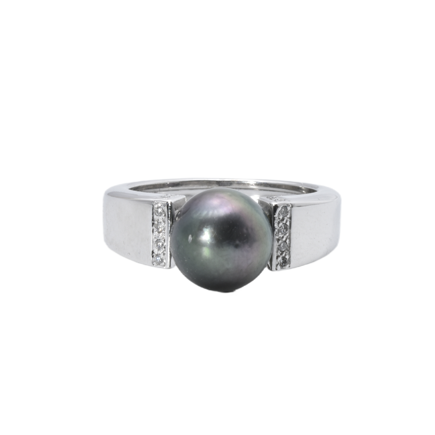 Spannring mit Brillanten und Perle
