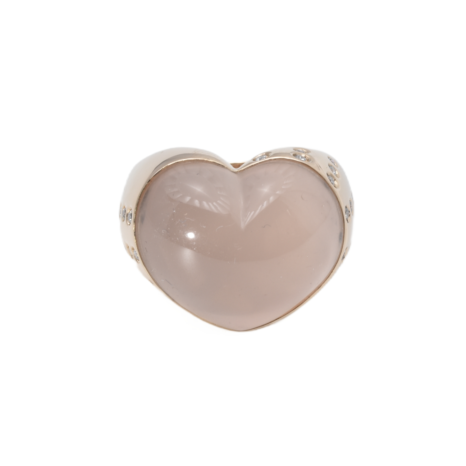Ring mit Brillanten und Rosenquarz-Herz