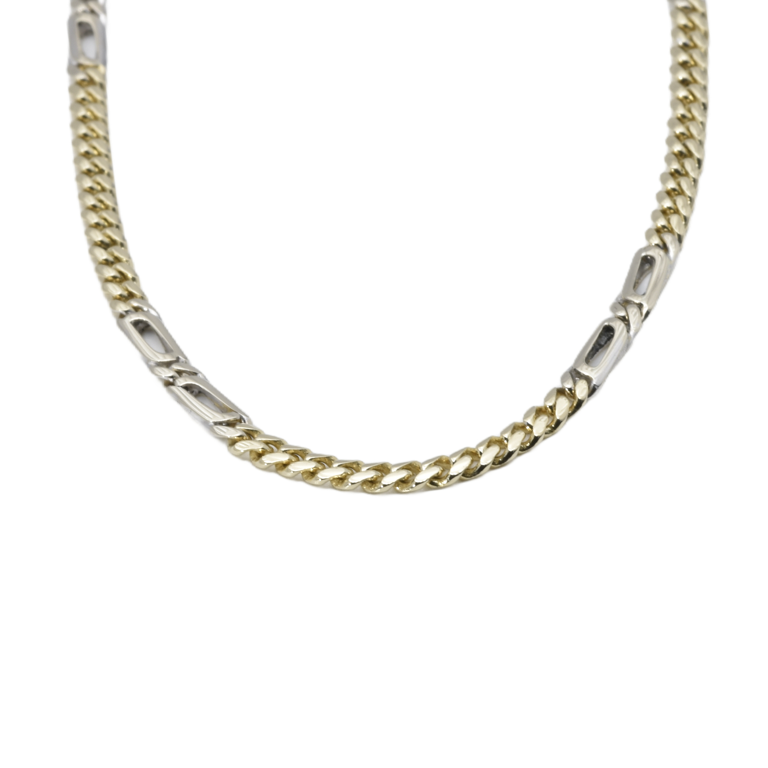 Gelbgold Kette mit Weißgold-Elementen