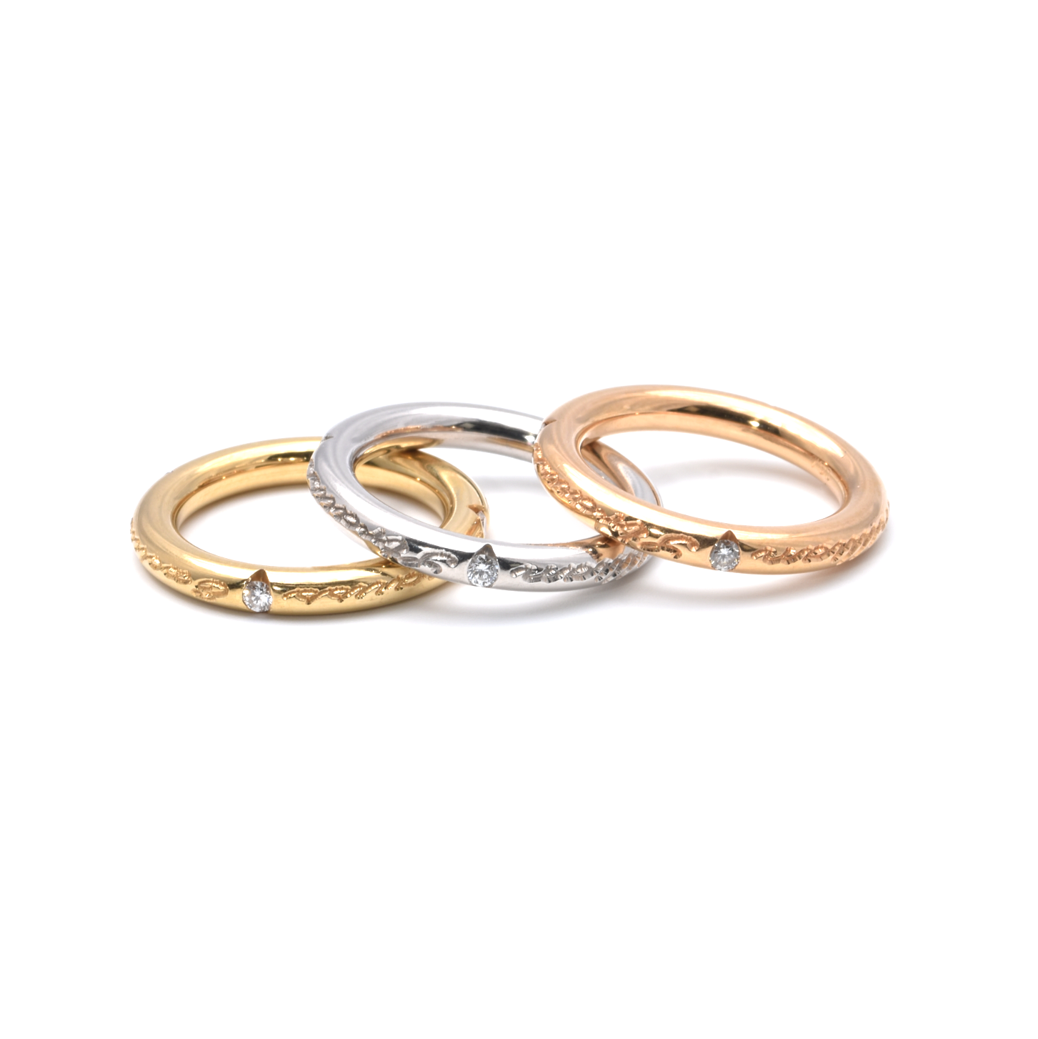 3 Ringe | 750/000 Gold | Tricolor | Brillanten