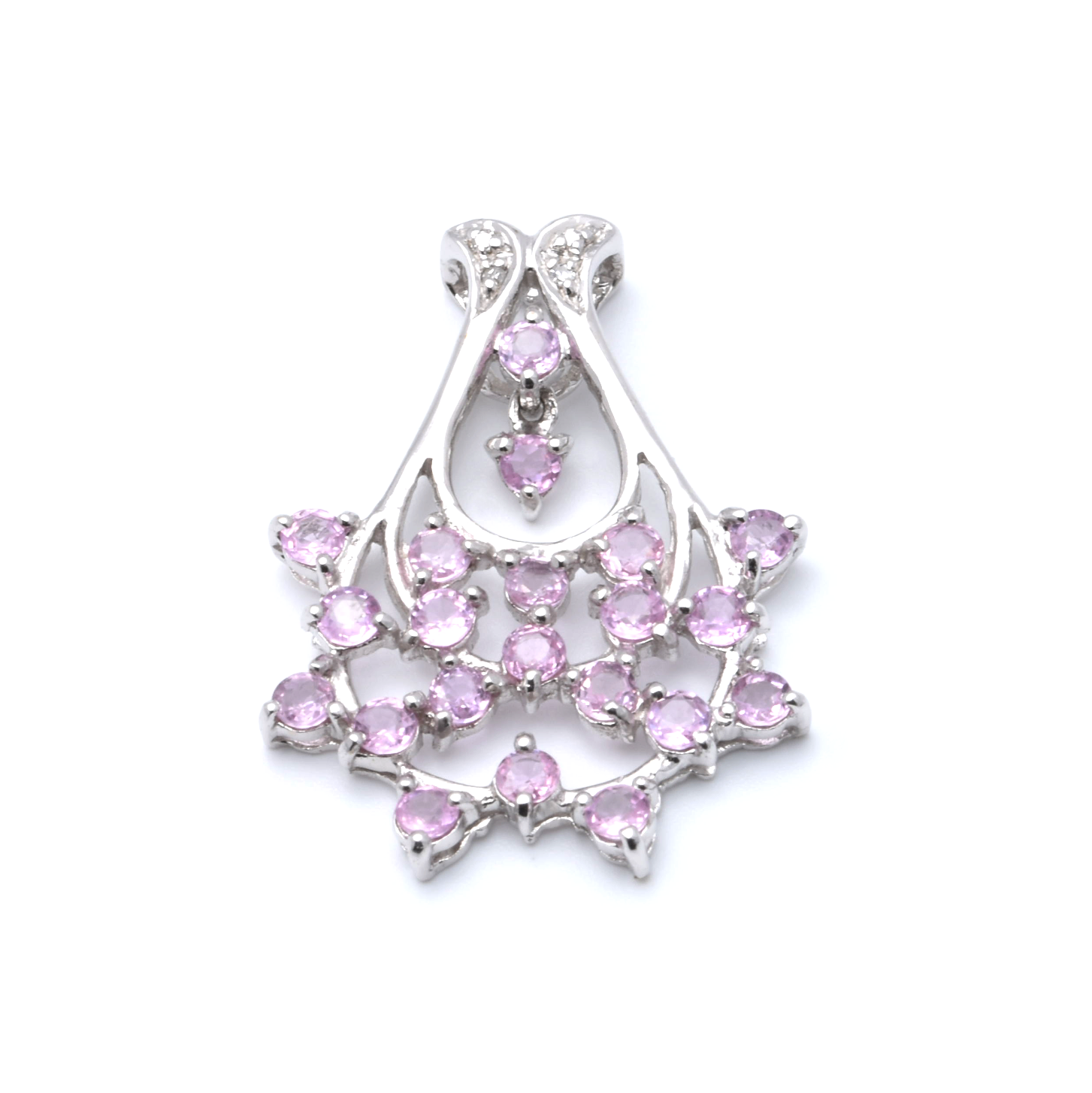 Anhänger | 375/000 Weißgold | Spinell | Diamanten