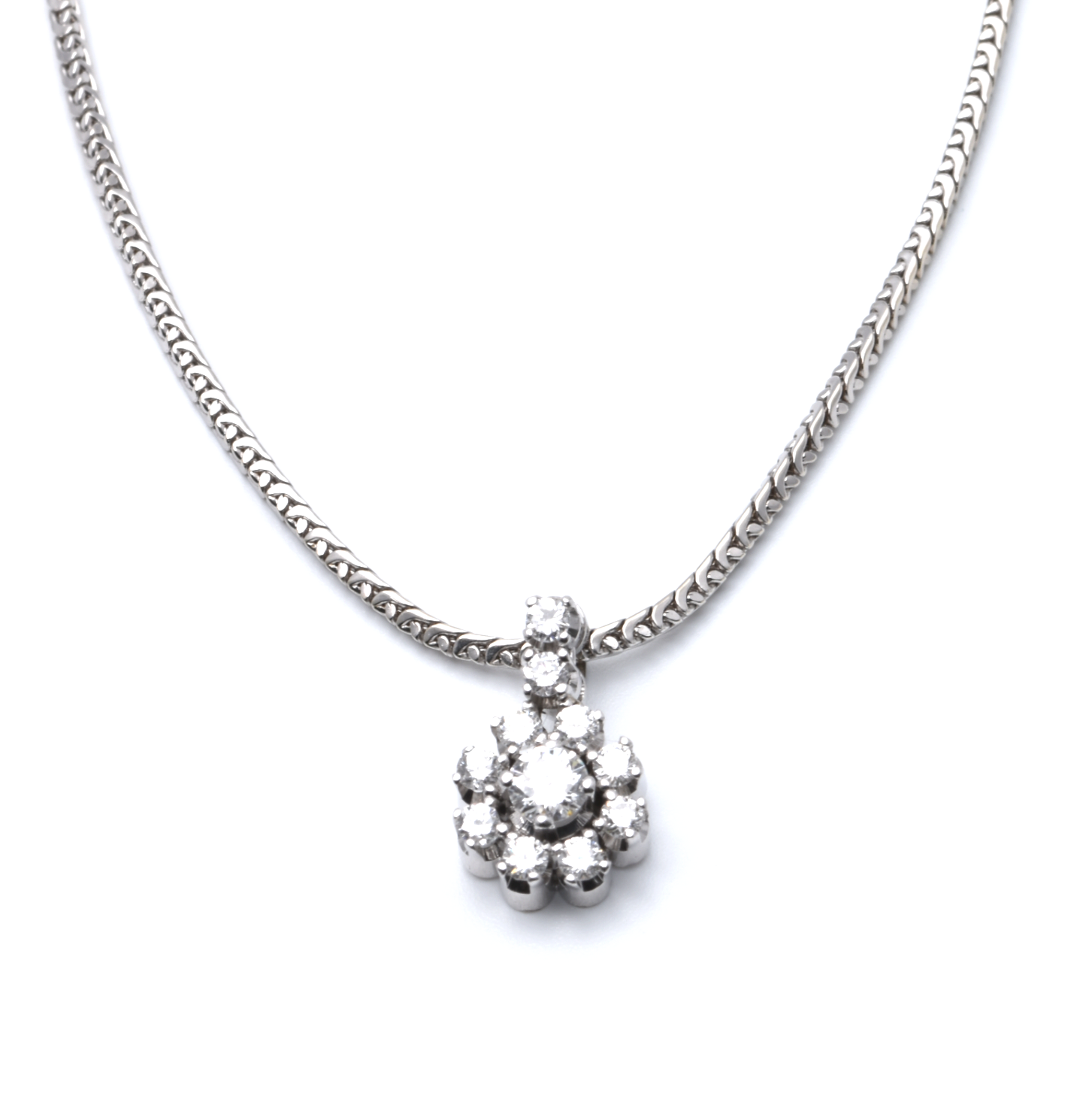 Kette mit Anhänger | 585/000 Weißgold | Brillanten