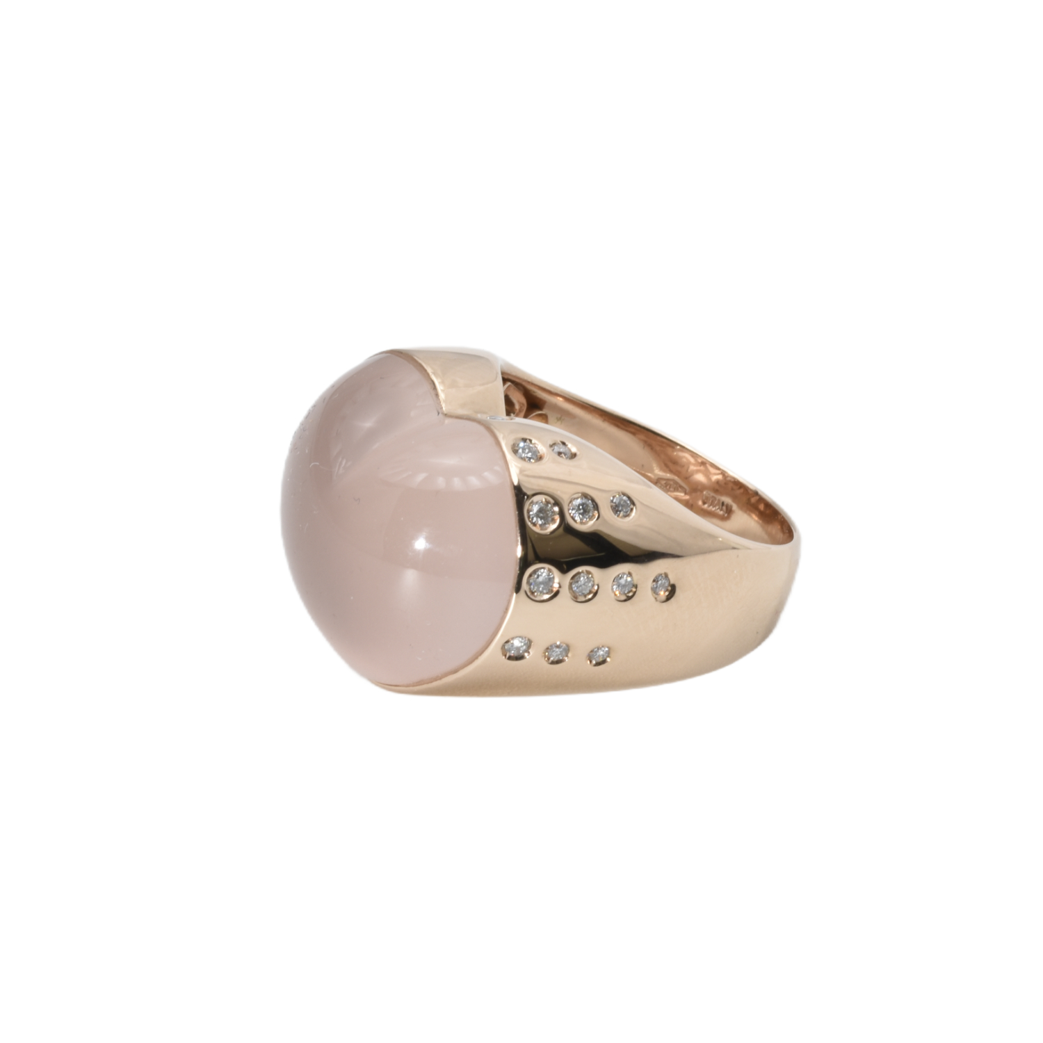 Ring mit Brillanten und Rosenquarz-Herz