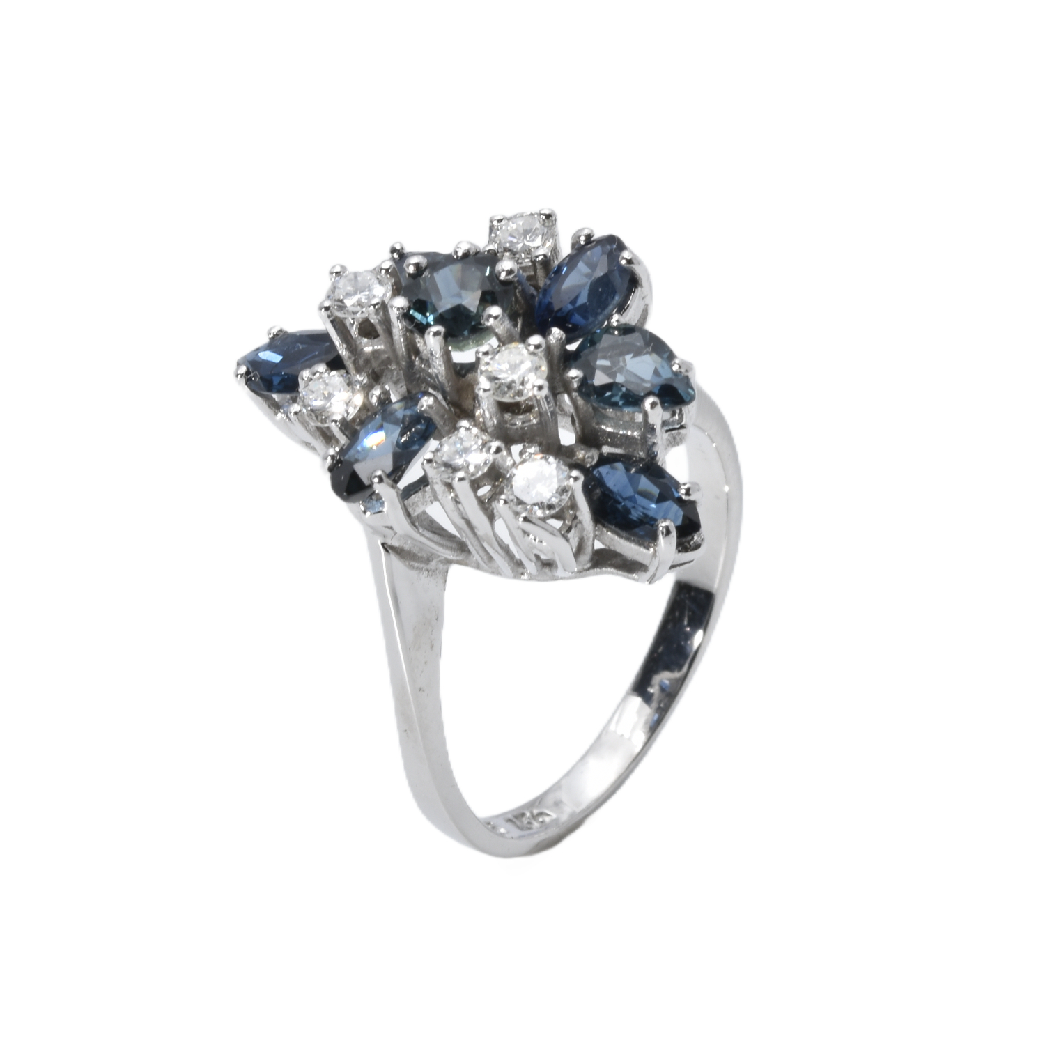 Ring mit Saphir und Brillanten | 585/000 Weißgold