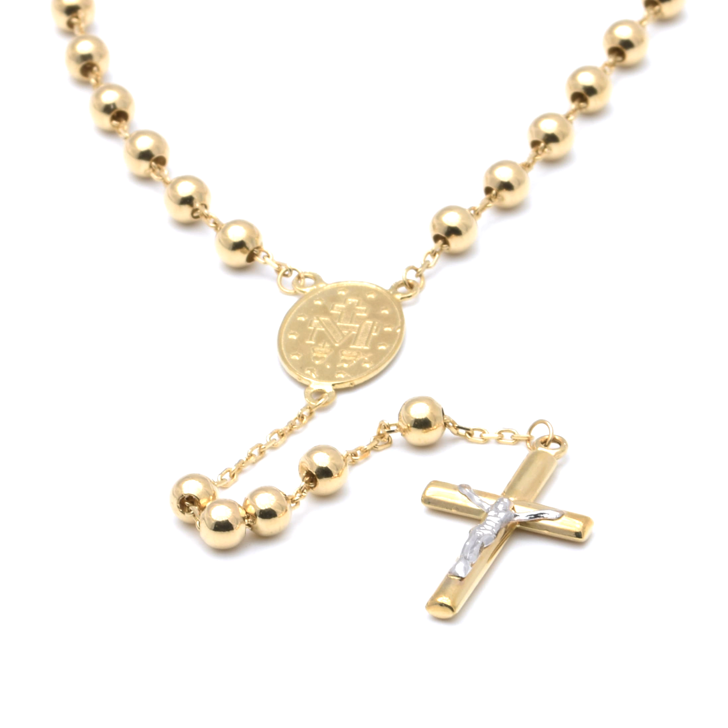 Kette | 585/000 Gold | Weißgold | Rosenkranz | Kreuz
