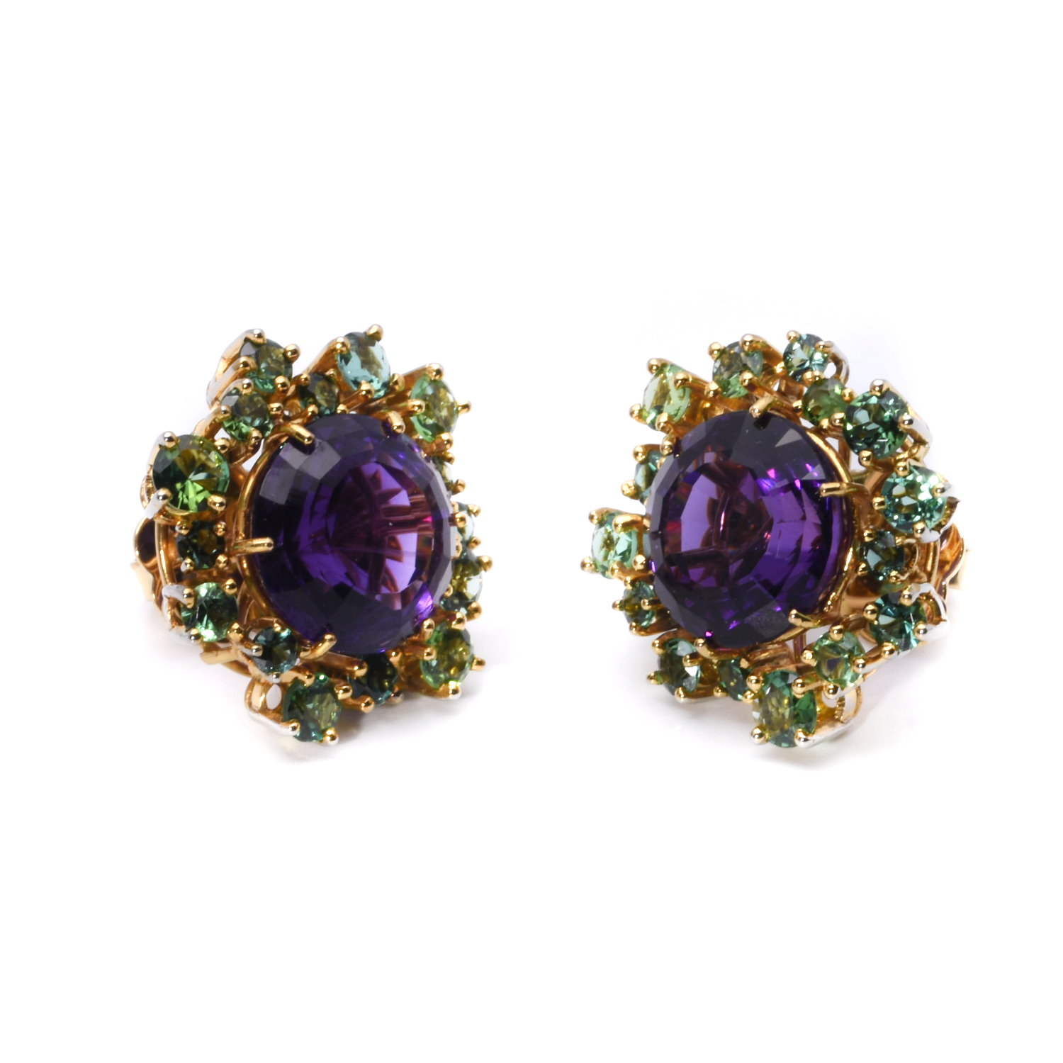 Ohrstecker mit Amethyst und Turmalin