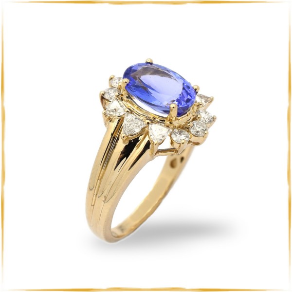 Ring | 750/000 Gold | Tansanit | Brillanten | Trillianten