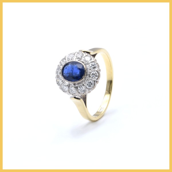 Ring | 585/000 Gold | Spinell | Brillanten | Bicolor