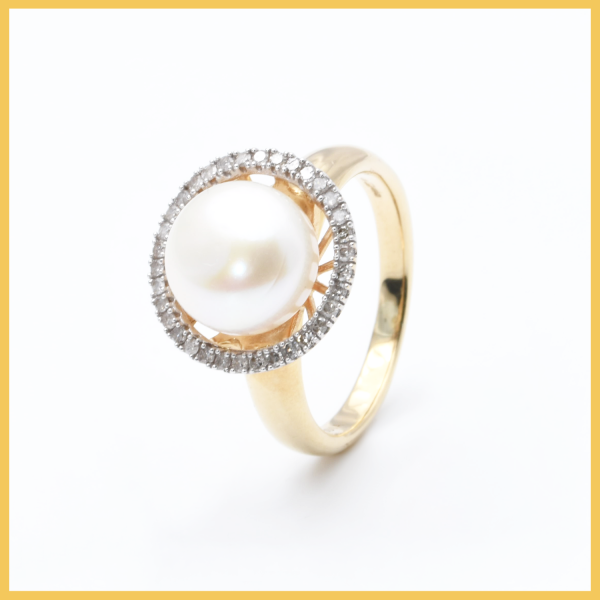 Ring | 375/000 Gold | Bicolor | Brillanten | Halbperle
