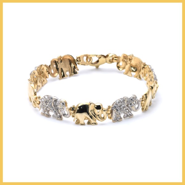 Armband | 585/000 Gelbgold | Elefanten | Zirkonia