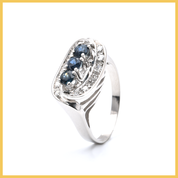 Ring |750/000 Weißgold | Diamanten | Saphir | Diamanten
