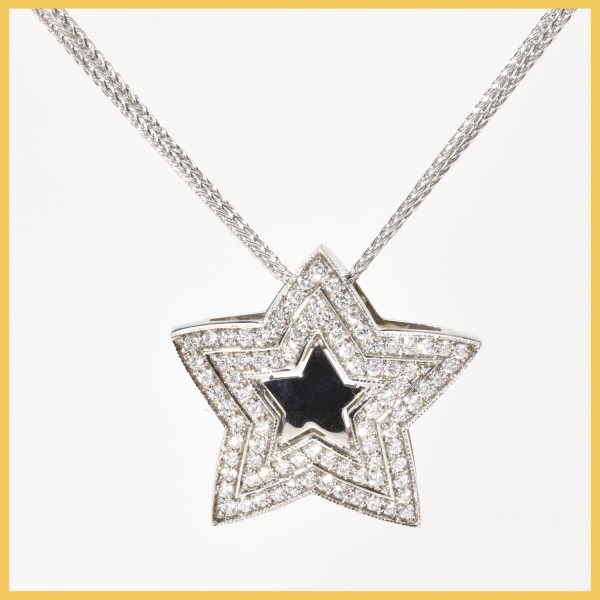 Kette mit Anhänger | 585/000 Weißgold | Brillanten | Stern