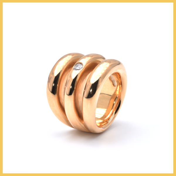 Eycatcher Designer Ring | 750/000 Roségold | Brillant | schwere massive Ausführung