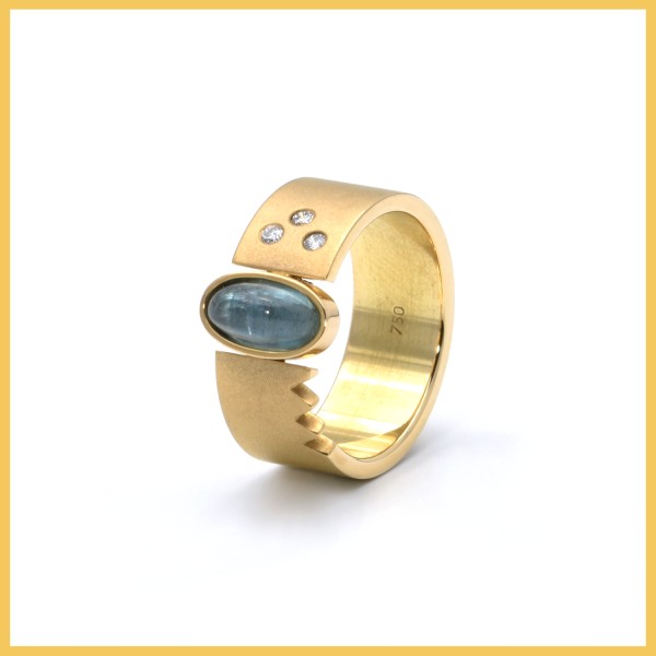 Ring | 750/000 Gelbgold | Aquamarin | Brillanten