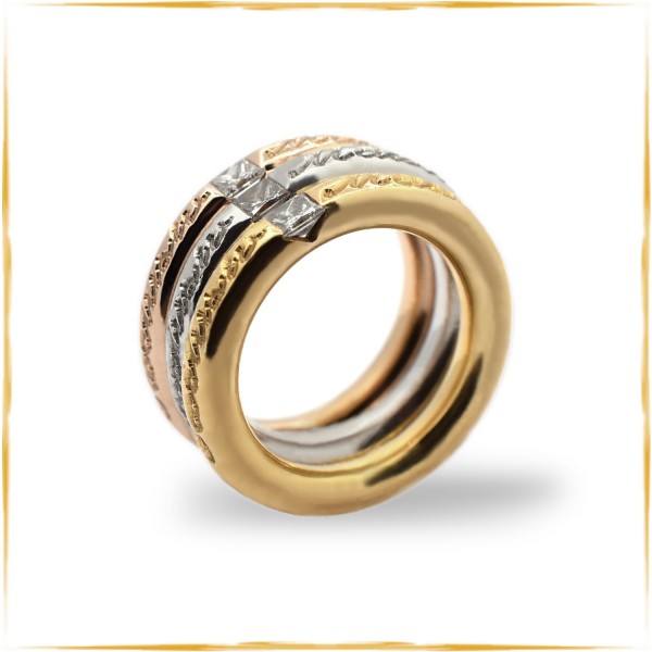 3 Ringe | 750/000 Gold | Tricolor | Princess Diamanten