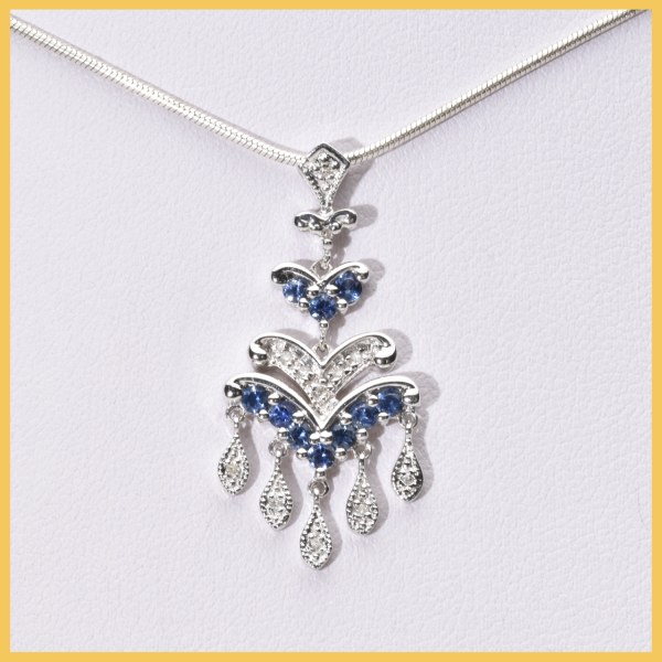 Anhänger | 585/000 Weißgold | Diamanten | Spinell