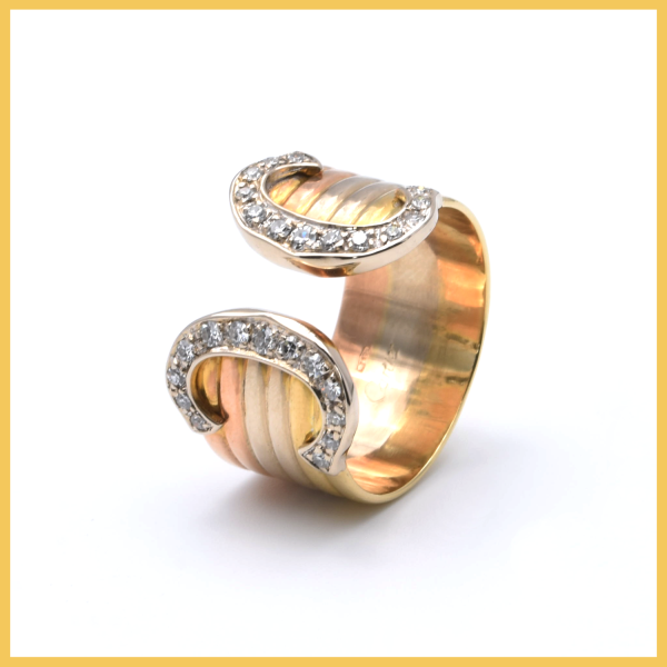 Ring | 750/000 Gold | C de Cartier | Tricolor | Diamanten