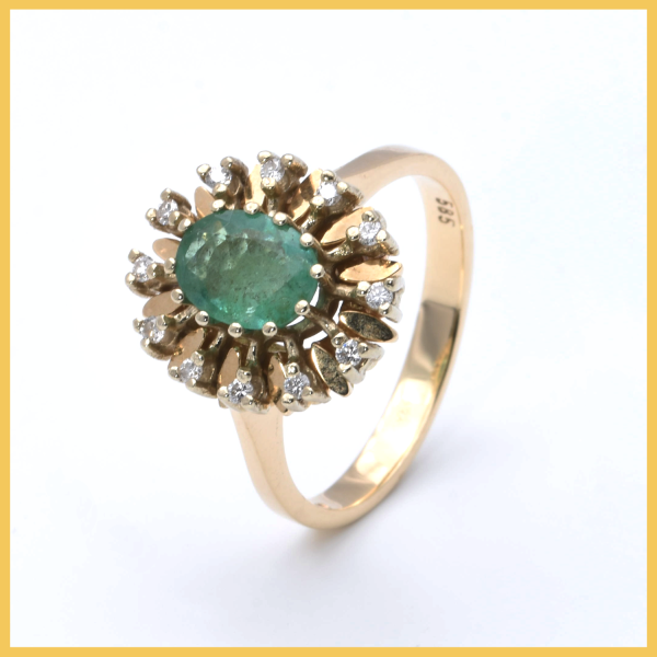 Ring | 585/000 Gelbgold | Smaragd | Brillanten