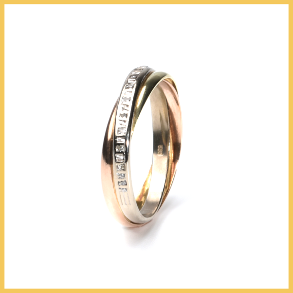 Ring | 585/000 Gold | Tricolor | Dreifachring | Diamanten
