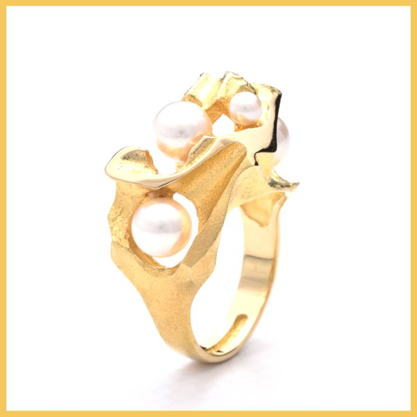 Ring | 750/000 Gelbgold | Perlen | Lapponia