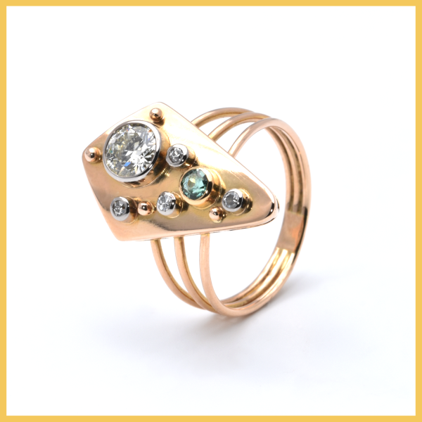 Ring | 585/000 Gelbgold | Brillanten | Diamanten | Turmalin