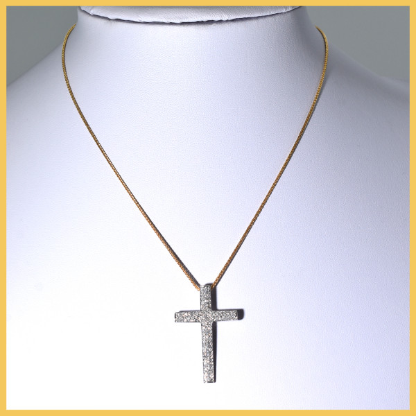 Kette mit Anhänger | 585/000 Gelbgold | Diamanten | Kreuz