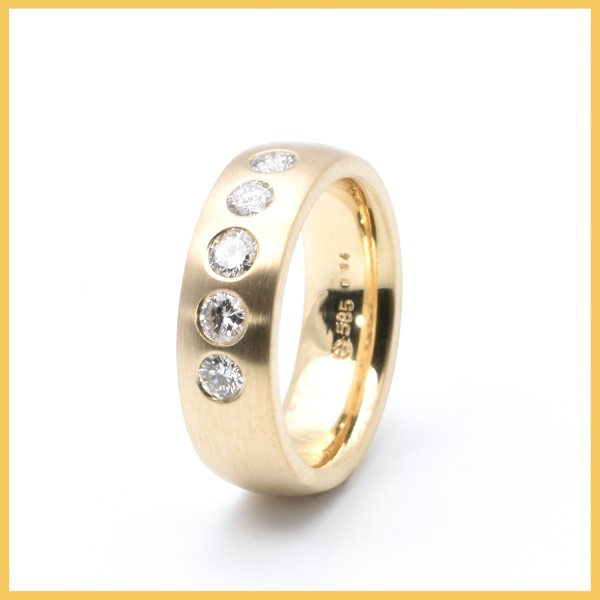Ring | 585/000 Gelbgold | Mattiert | Brillanten