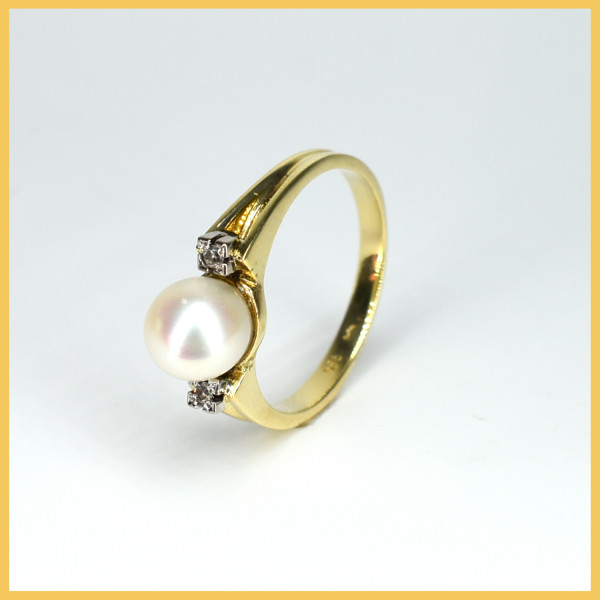 Ring | 585/000 Gelbgold | Diamanten | Perle