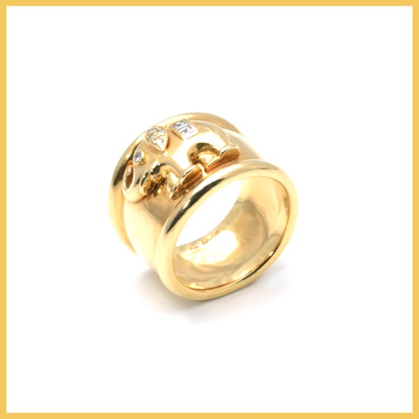 Ring | 750/000 Gold | Elefant | Brillanten